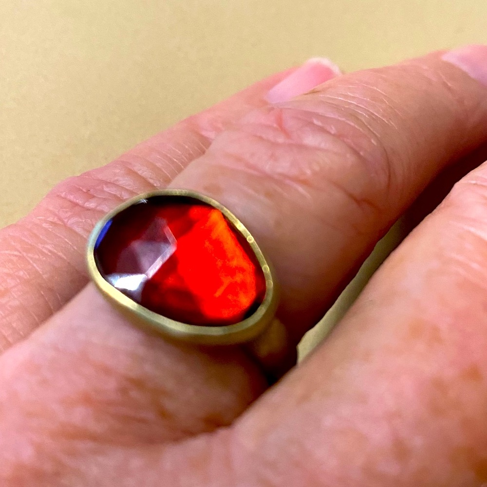 Garnet Ring with Sterling Silver and Gold Vermeil
